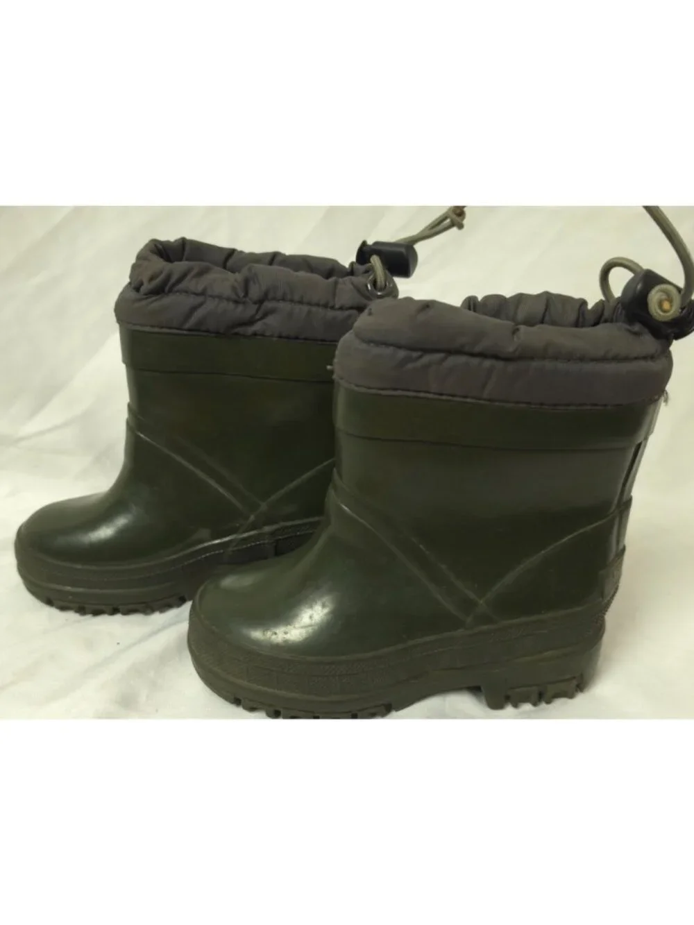 Lands End Toddler Size 5 M Green Rubber Rain Snow Slip-On Draw String Boots